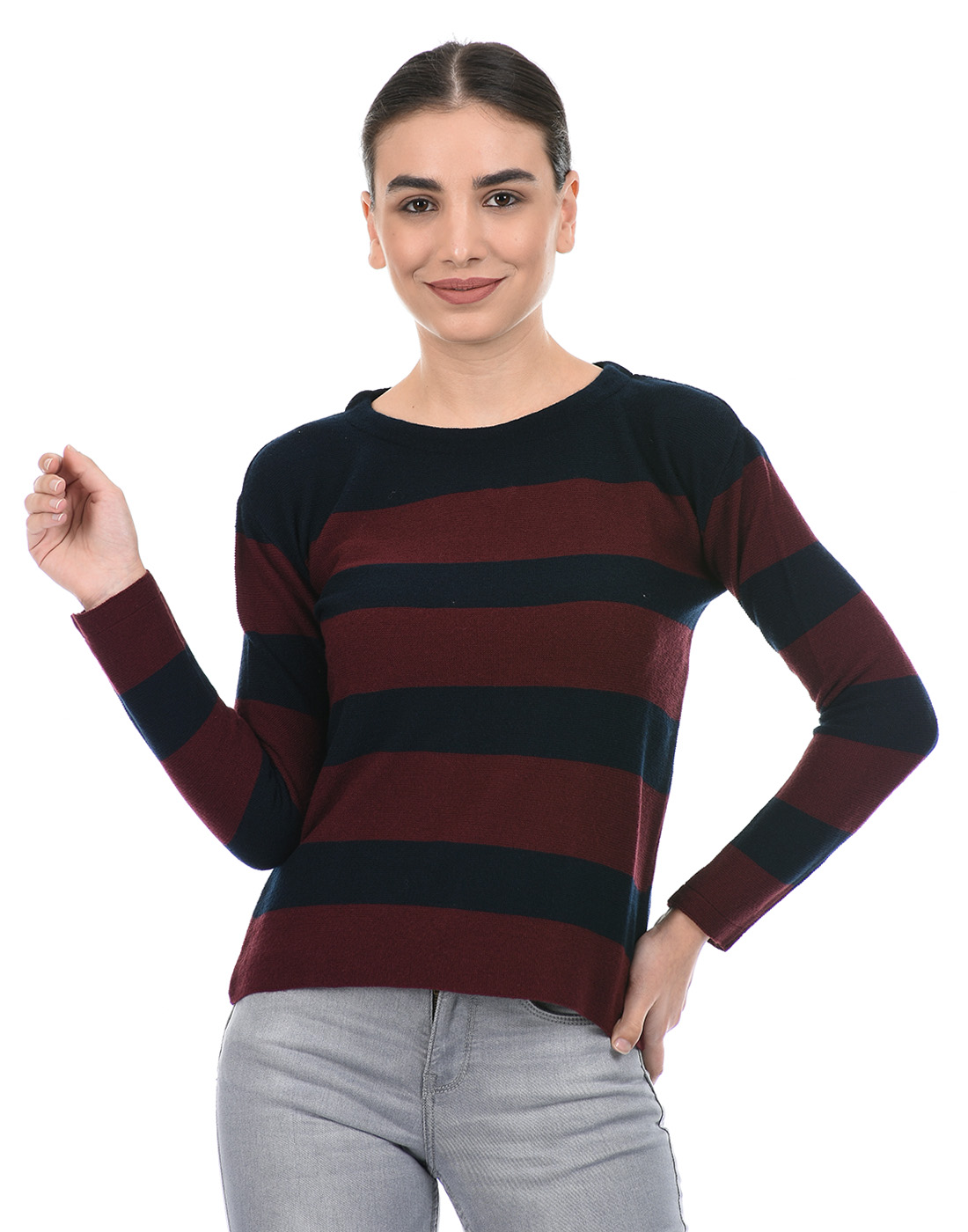 Species Women Dark Blue Striped Sweater